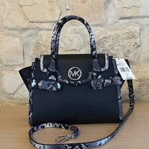 MICHAEL KORS CARMEN MEDIUM FLAP SATCHEL SHOULDER BAG MK BLACK MULTI NWT